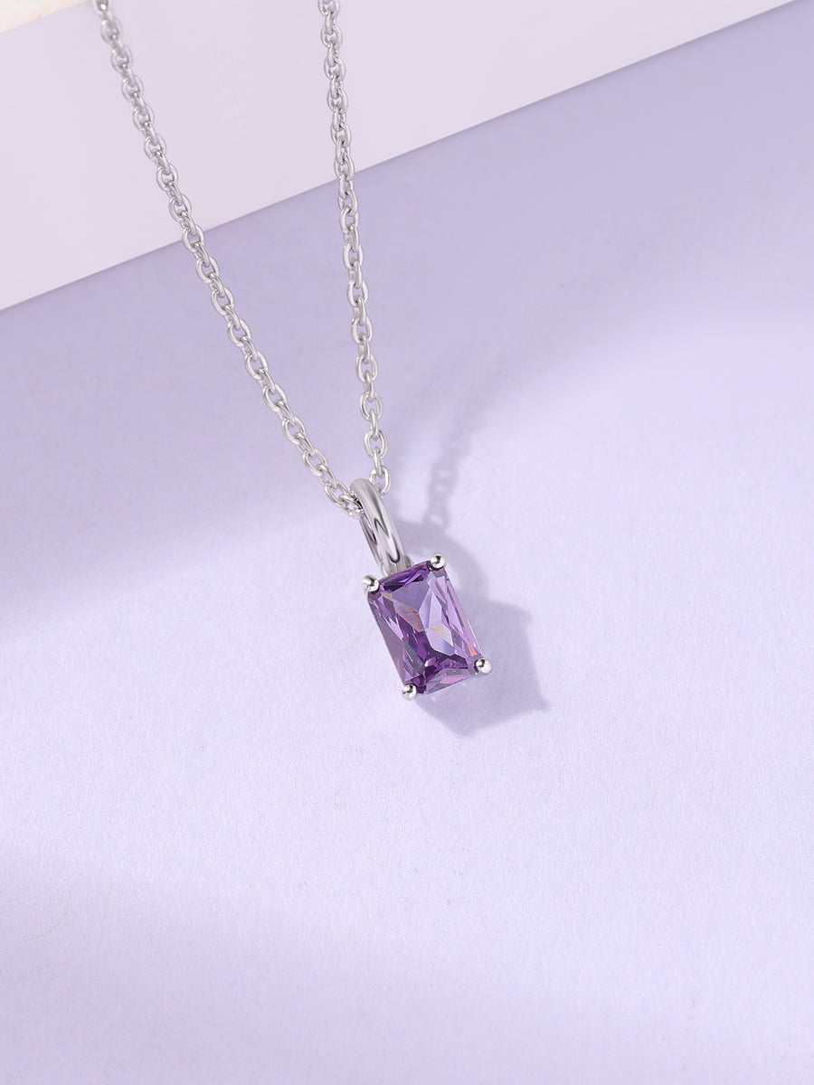 Royal Amethyst Radiance Silver Pendant With Chain