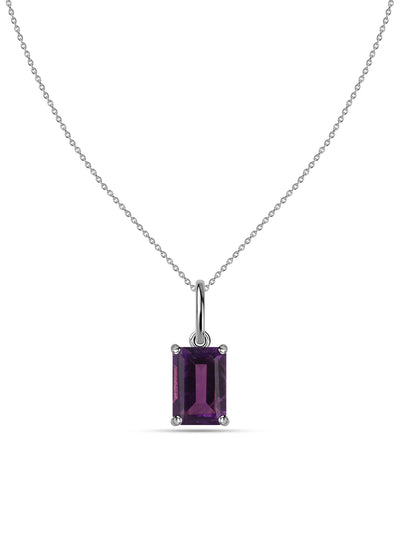Royal Amethyst Radiance Silver Pendant With Chain