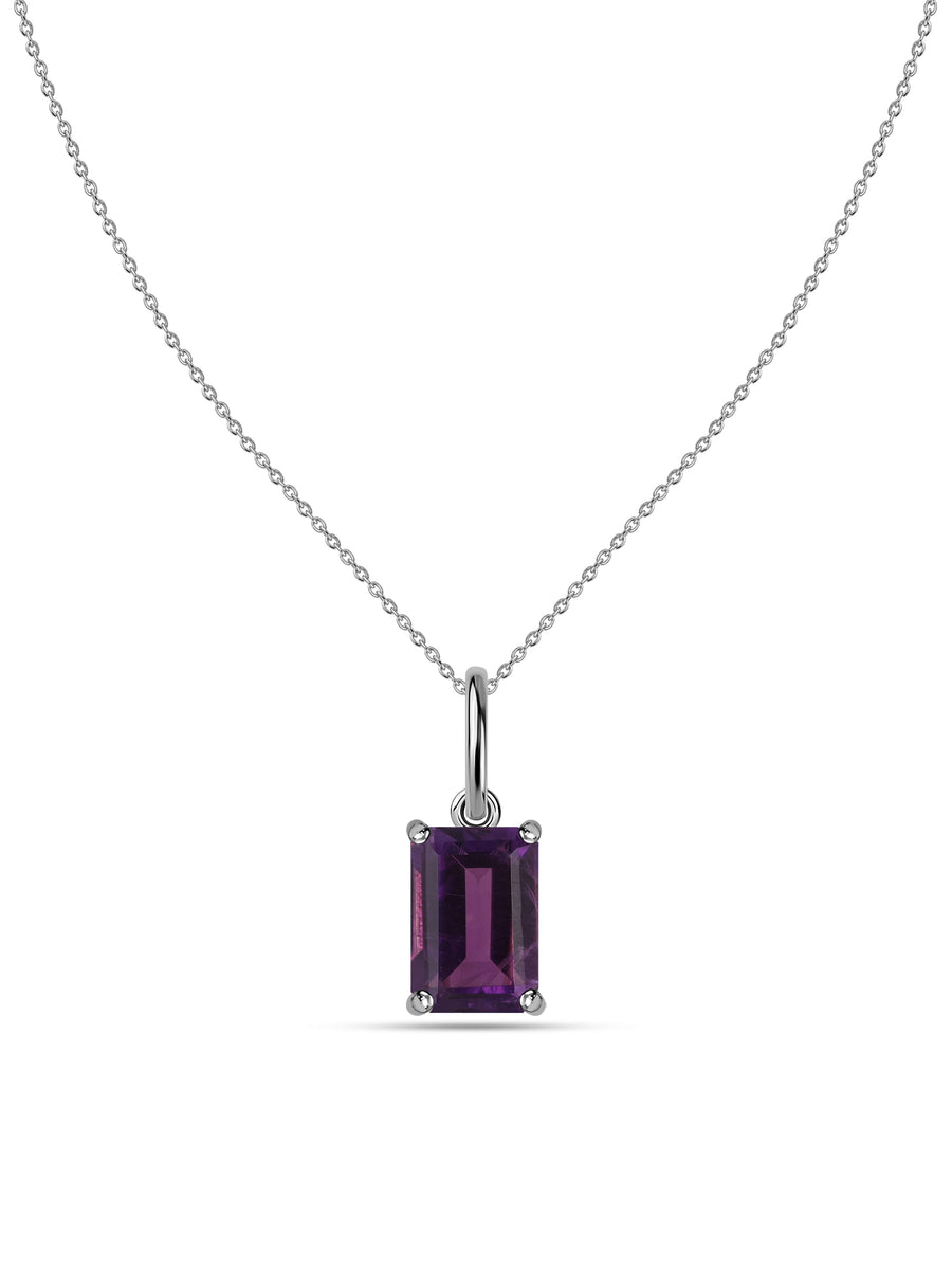 Royal Amethyst Radiance Silver Pendant With Chain