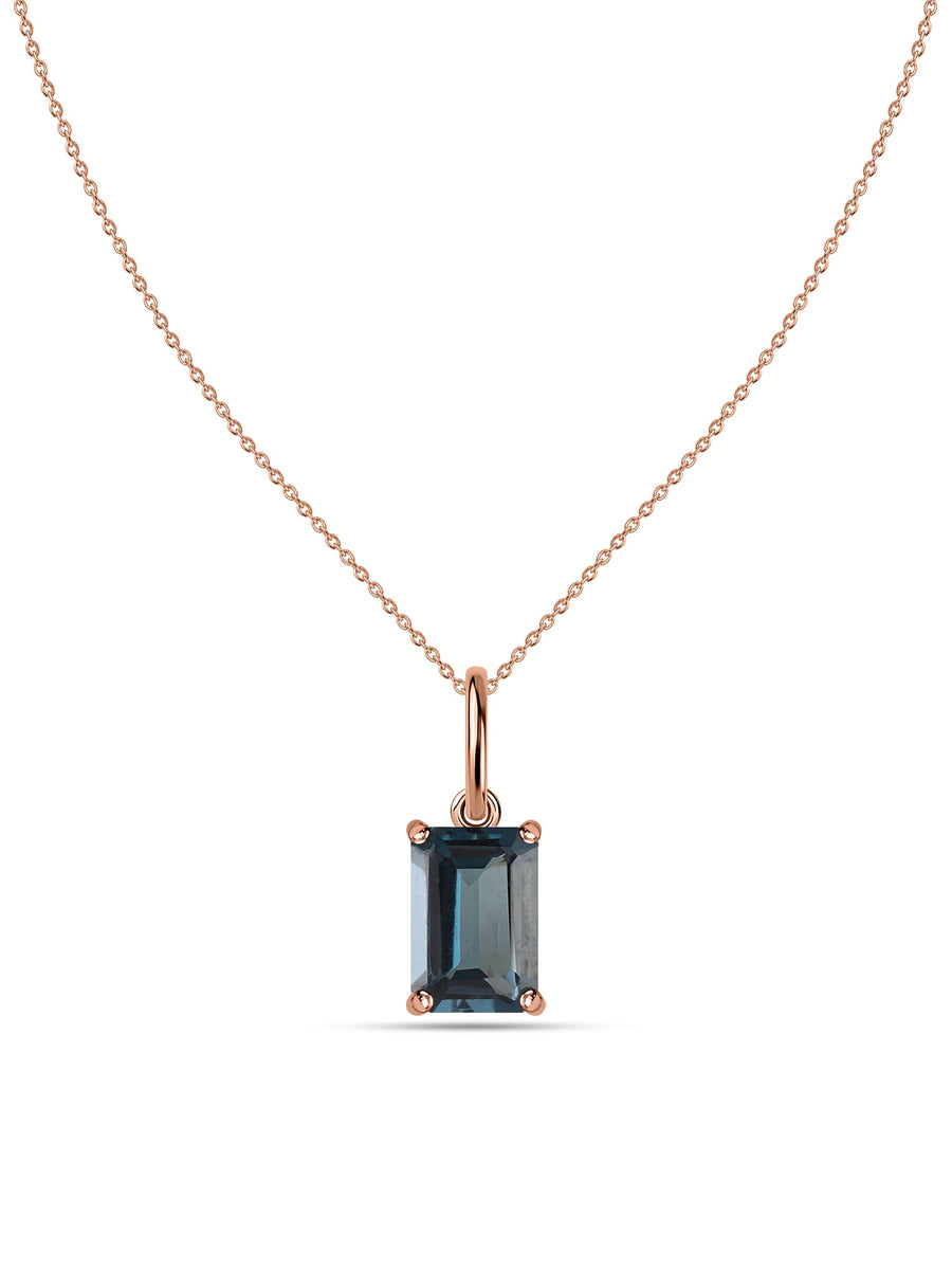 London Blue Topaz Gold Pendant with Chain