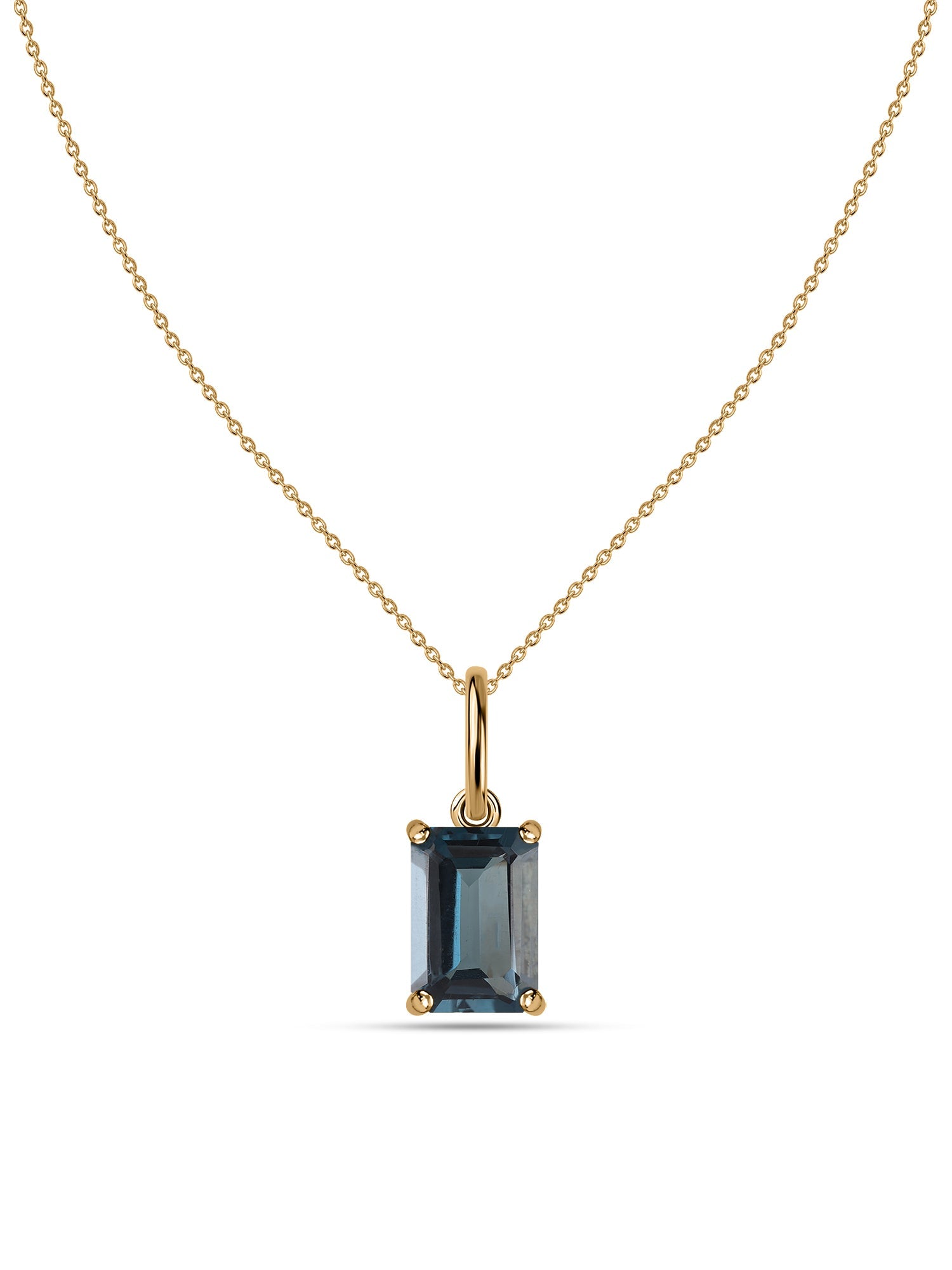 London Blue Topaz Gold Pendant with Chain