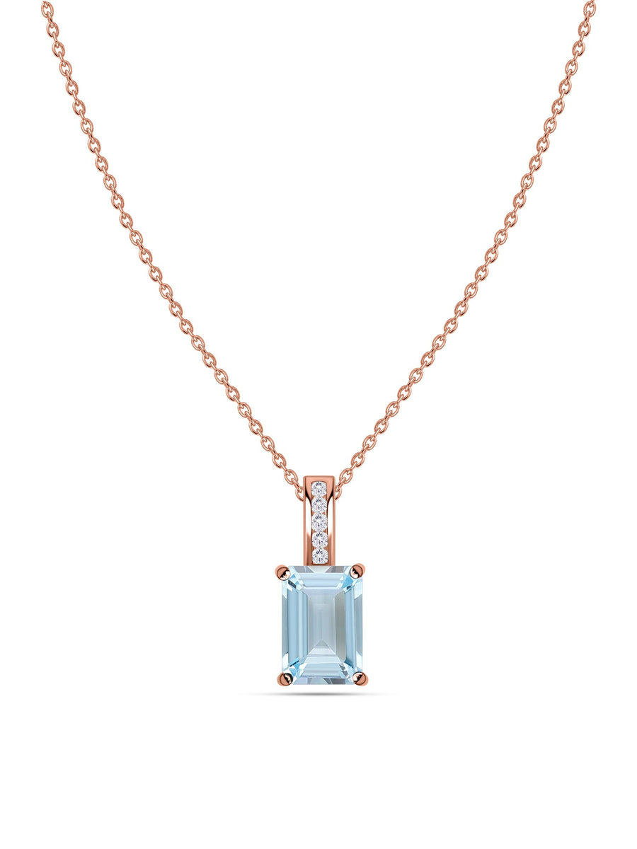 Aquamarine Majesty Pendant with Chain