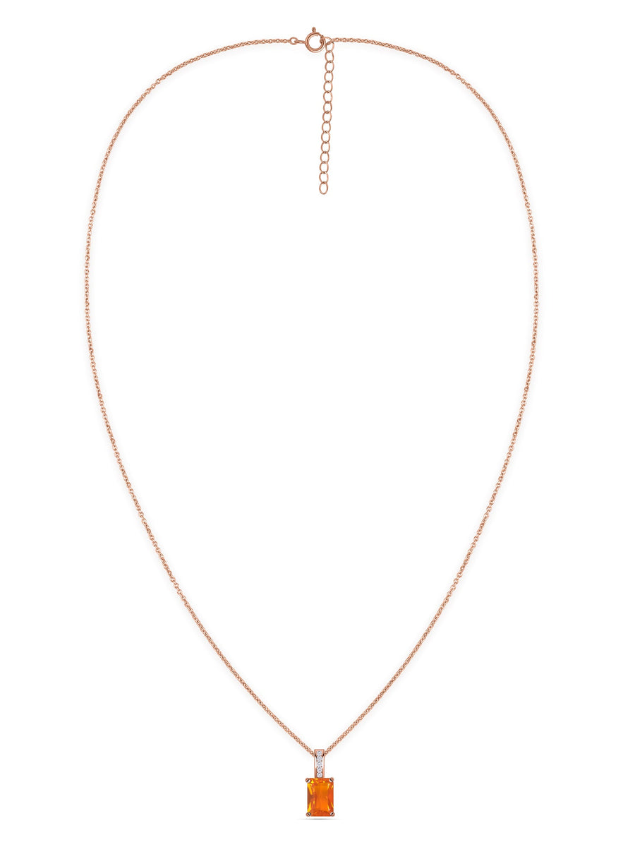 Fire Opal Majesty Gold Pendant with Chain