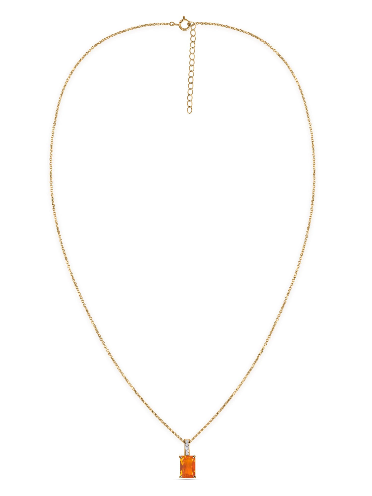 Fire Opal Majesty Gold Pendant with Chain