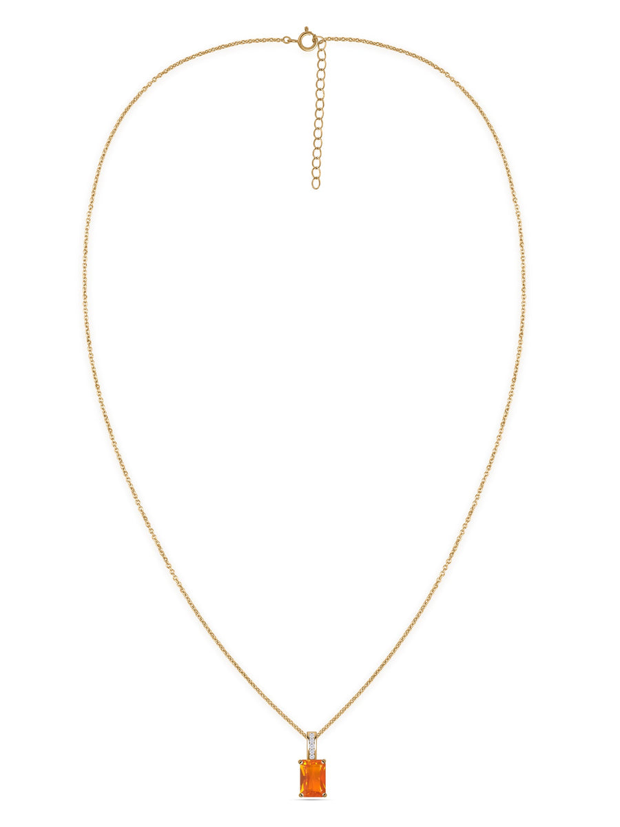 Fire Opal Majesty Gold Pendant with Chain