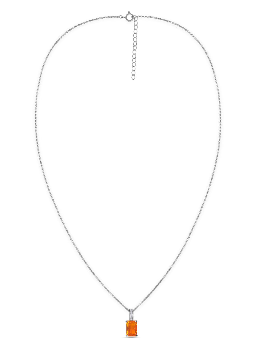 Fire Opal Majesty Gold Pendant with Chain