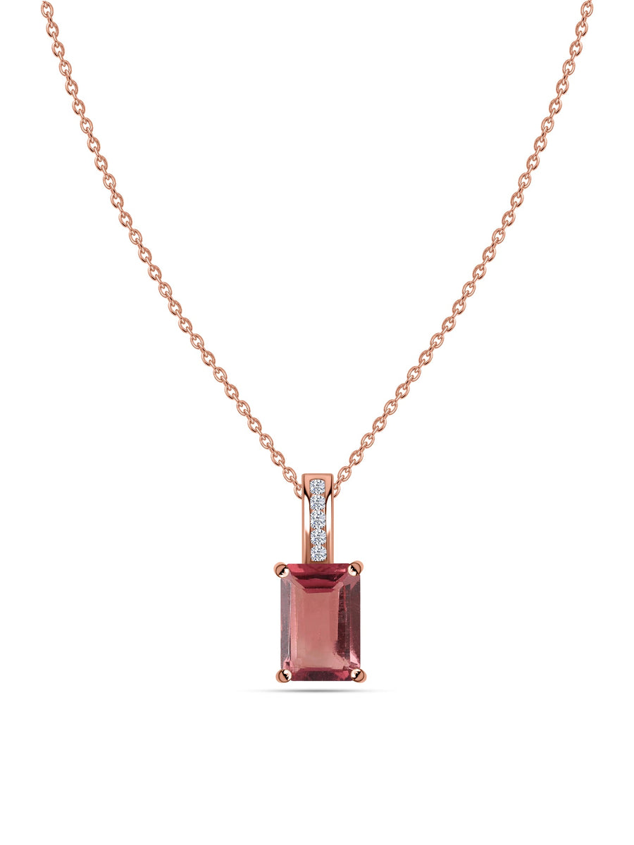 Blush Radiance Pink Tourmaline Pendant with Chain