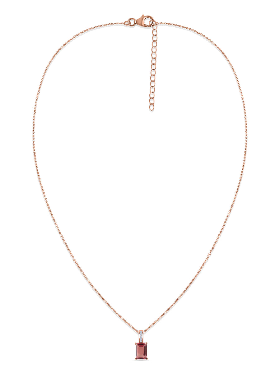Blush Radiance Natural Pink Tourmaline Pendant with Chain