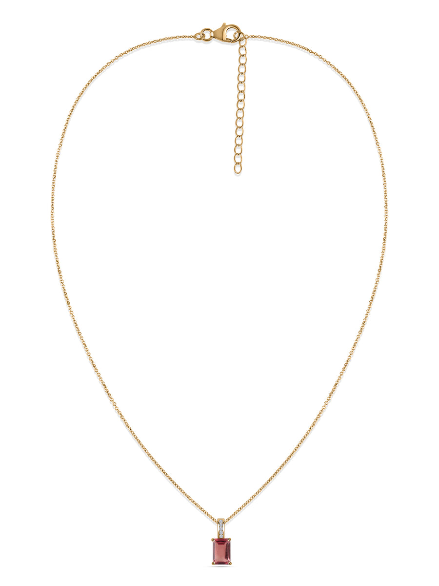 Blush Radiance Natural Pink Tourmaline Pendant with Chain