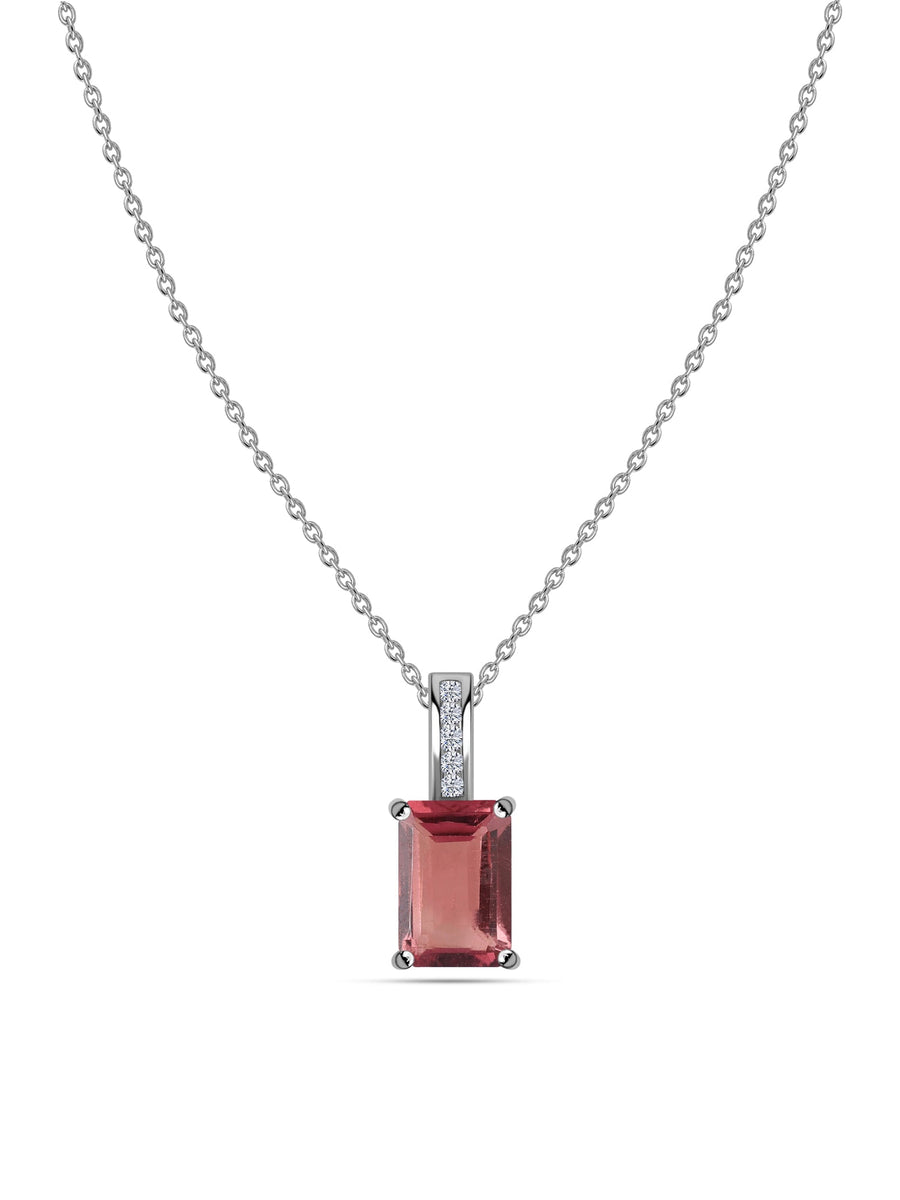 Blush Radiance Pink Tourmaline Pendant with Chain