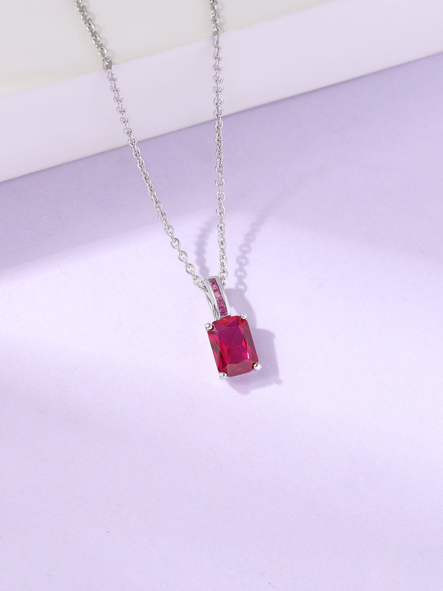 Timeless Radiance Silver Ruby Pendant Necklace