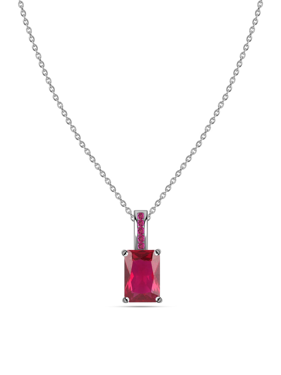 Timeless Radiance Silver Ruby Pendant Necklace