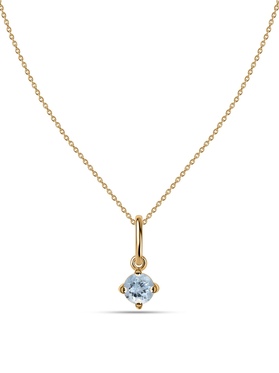 Natural Aquamarine Gold Pendant With Chain