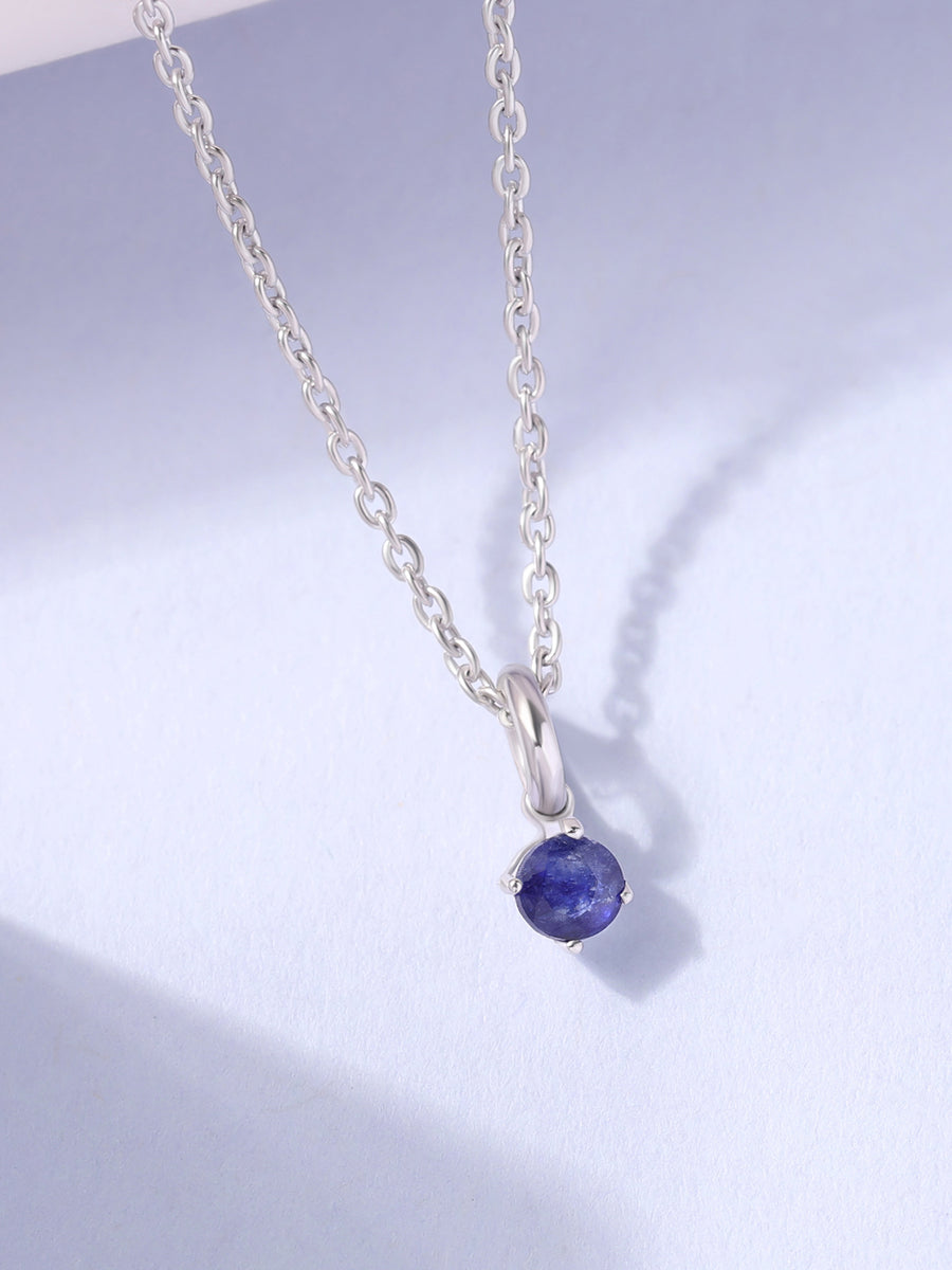 Ocean Whisper Blue Sapphire Silver Pendant With Chain