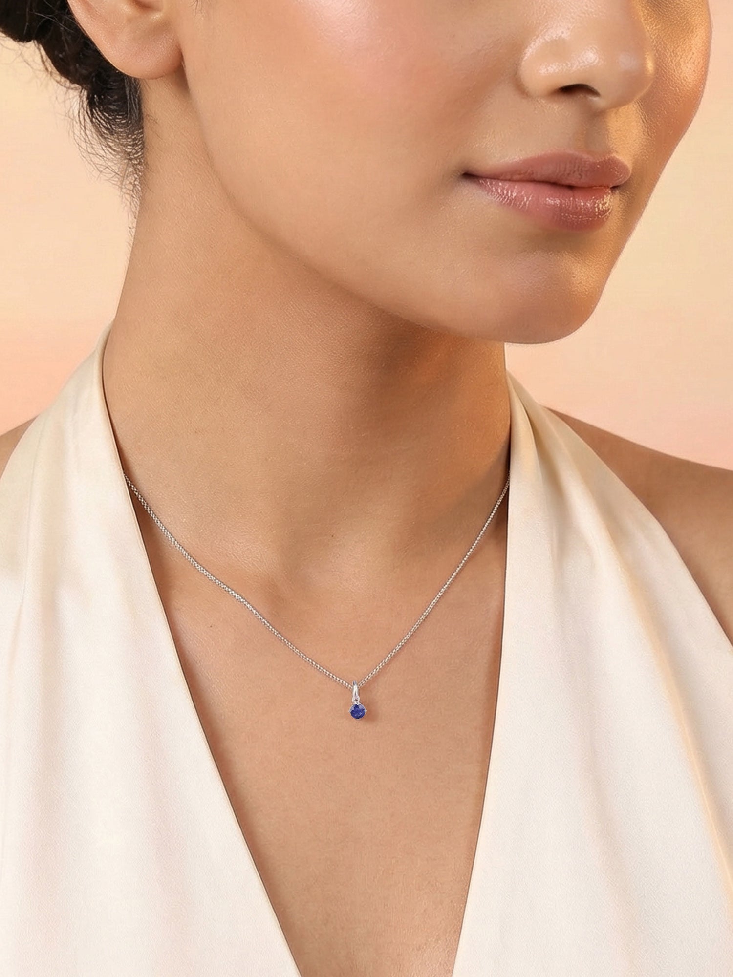 Ocean Whisper Blue Sapphire Silver Pendant With Chain