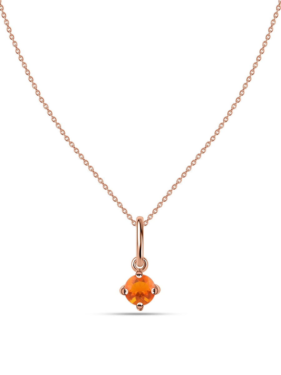 Natural Fire Opal Pendant With Chain