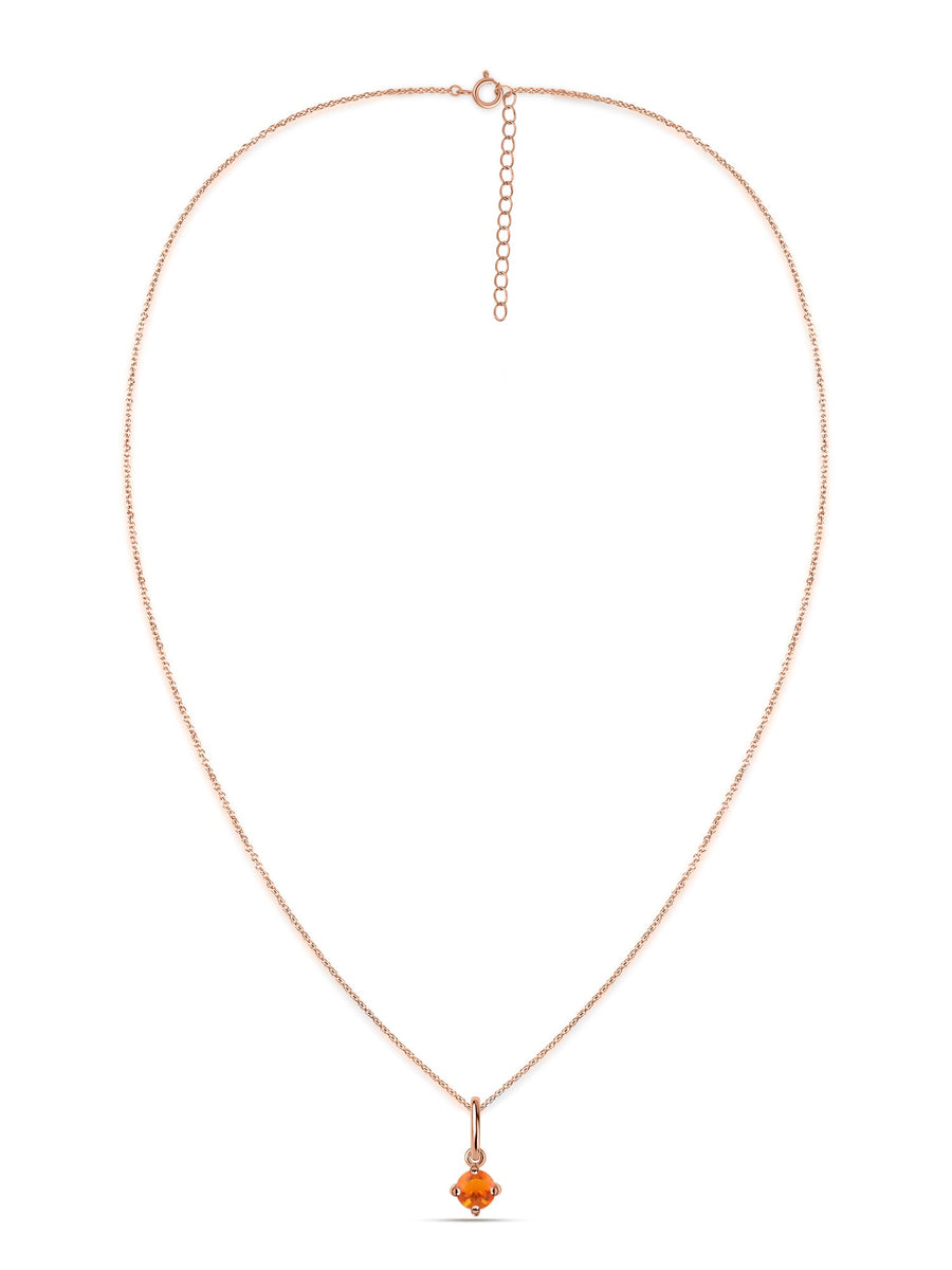 Natural Fire Opal Pendant With Chain