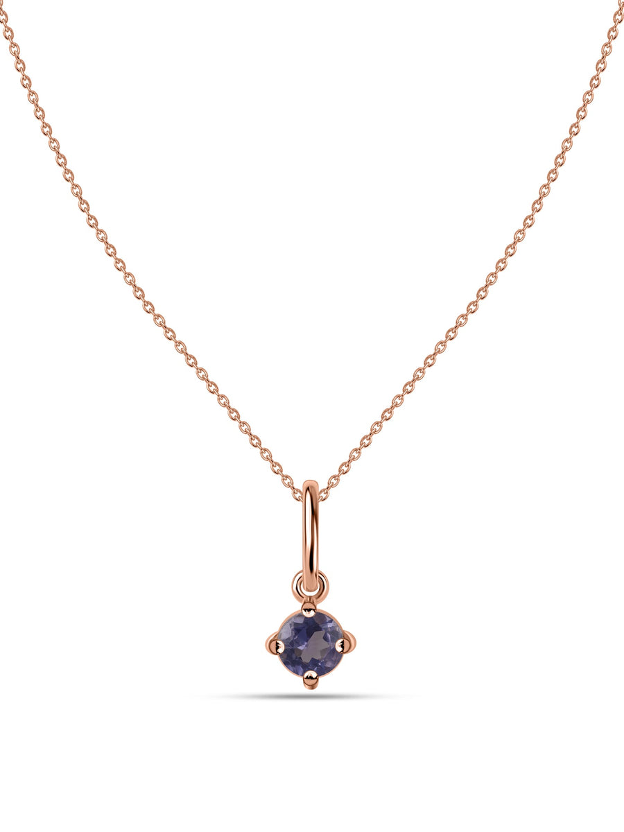 Iolite Gemstone Gold Pendant With Chain