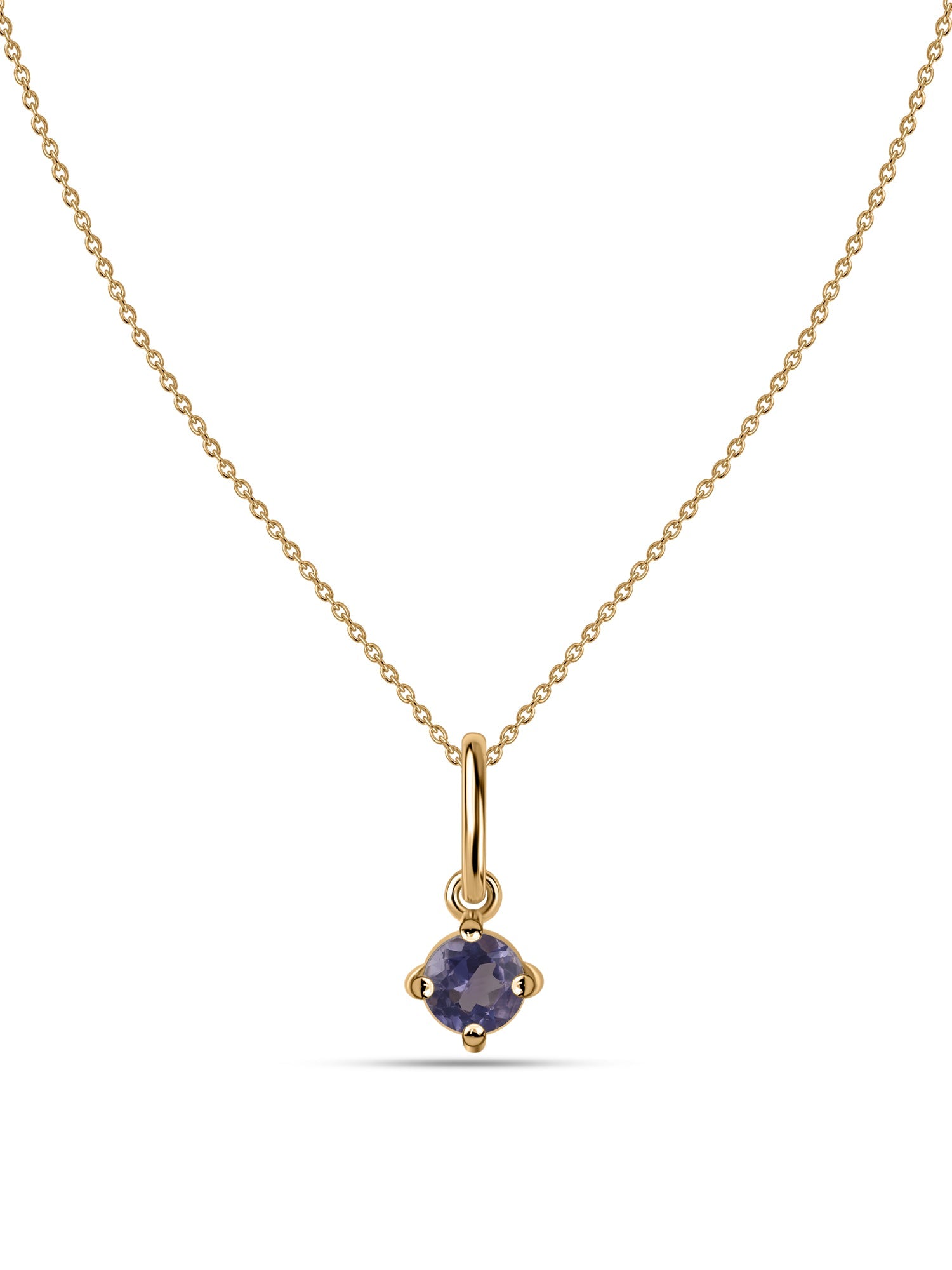 Iolite Gemstone Gold Pendant With Chain