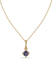 Iolite Gemstone Gold Pendant With Chain