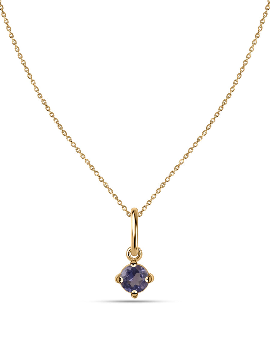 Iolite Gemstone Gold Pendant With Chain