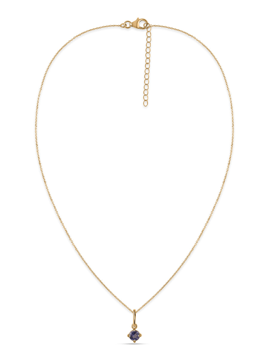 Iolite Gemstone Gold Pendant With Chain