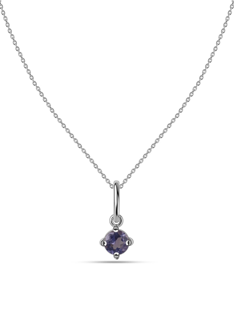 Iolite Gemstone Gold Pendant With Chain