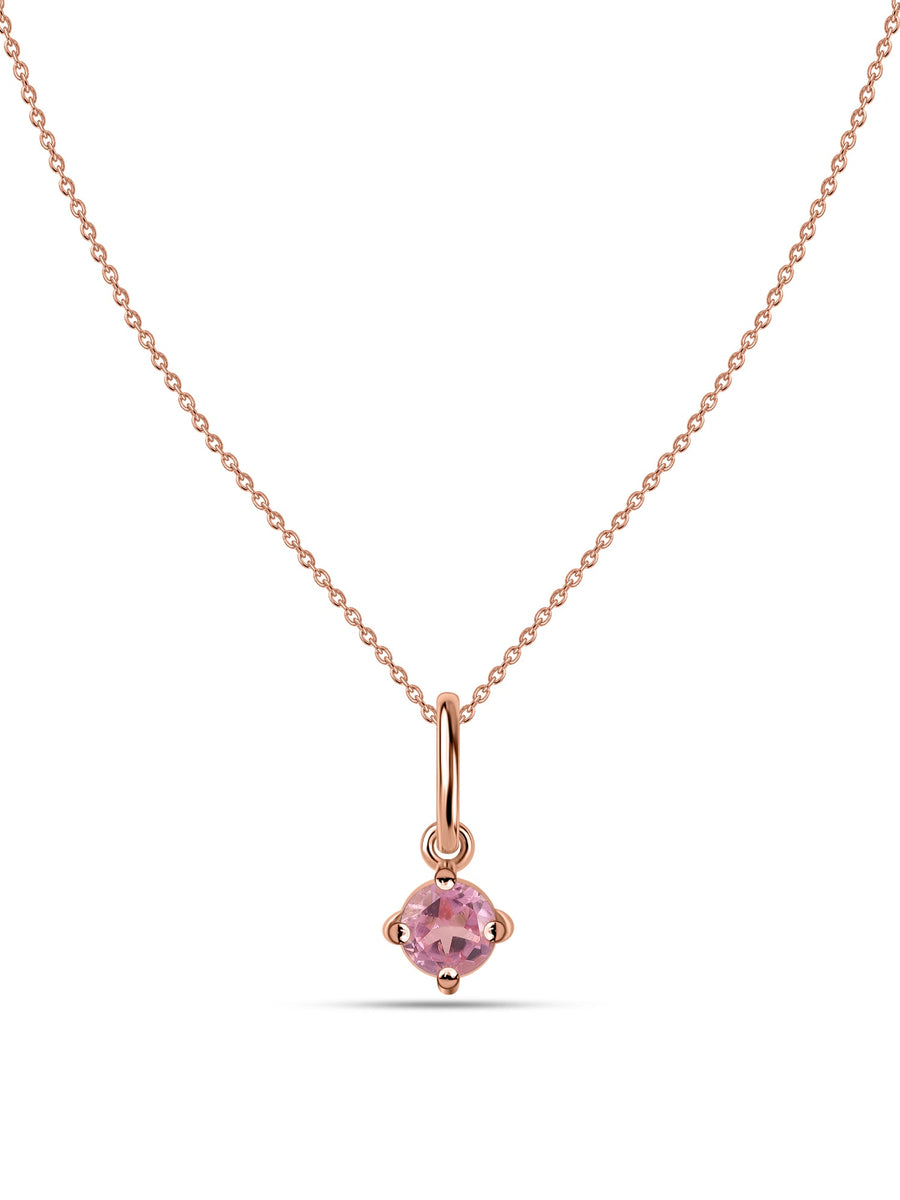 Pink Tourmaline Gold Pendant With Chain