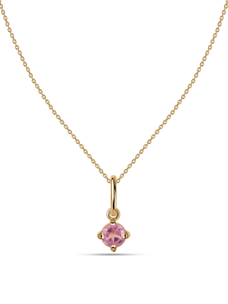 Pink Tourmaline Gold Pendant With Chain