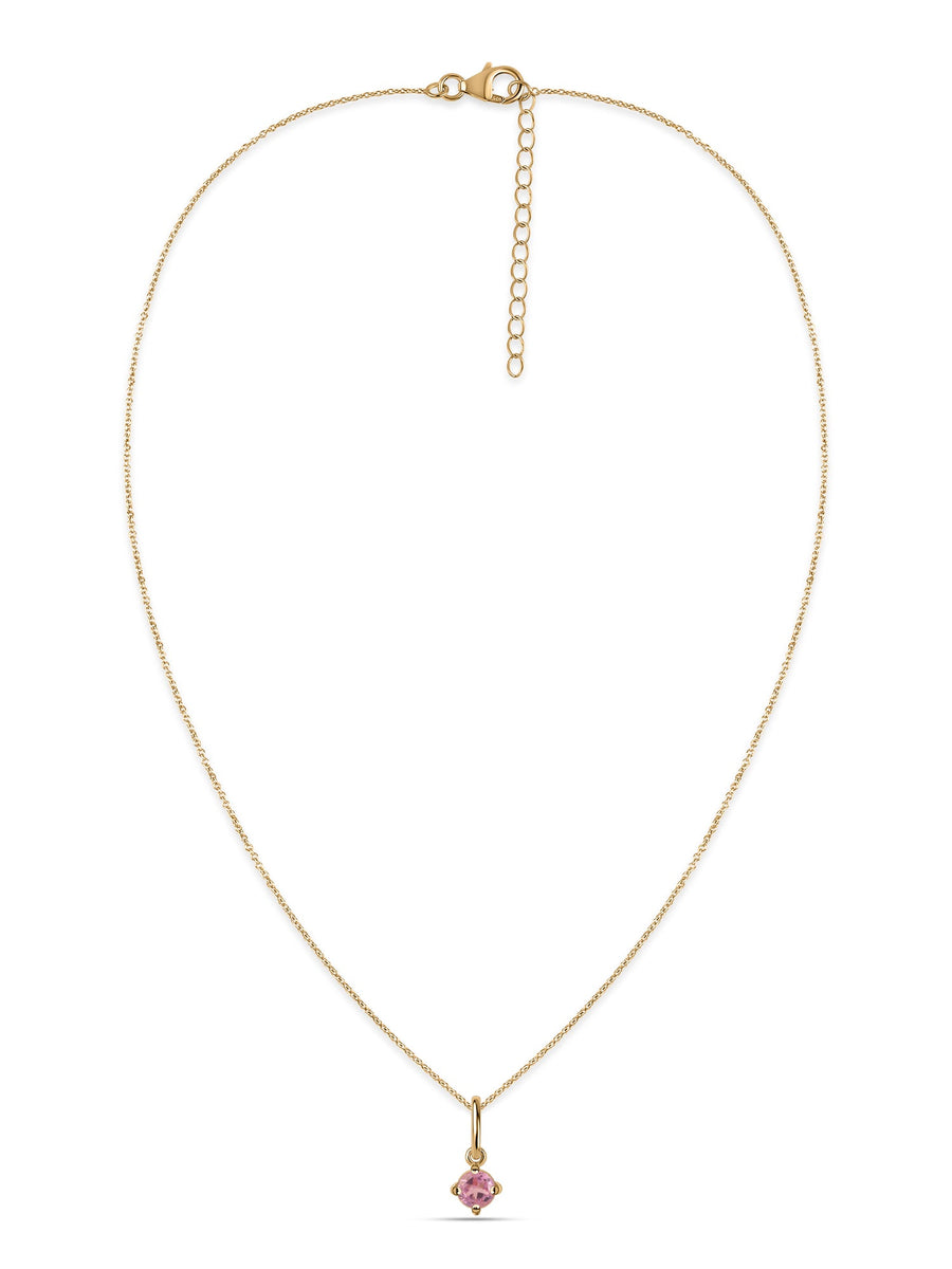 Pink Tourmaline Gold Pendant With Chain