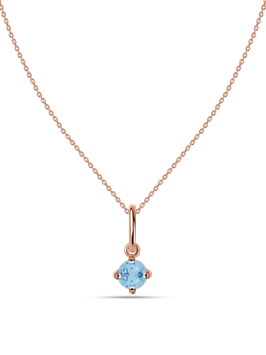 Natural Blue Topaz Gold Pendant With Chain