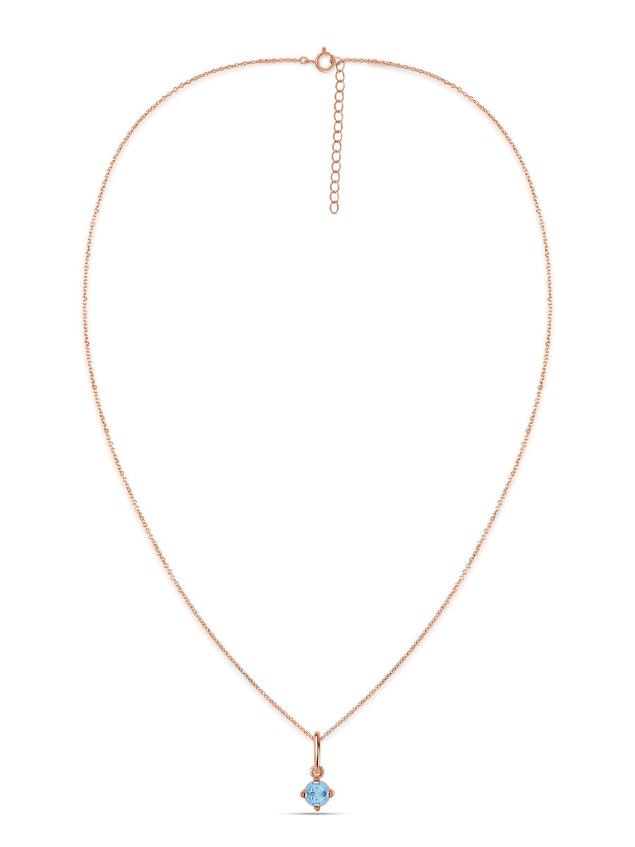 Natural Blue Topaz Gold Pendant With Chain