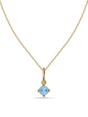 Natural Blue Topaz Gold Pendant With Chain