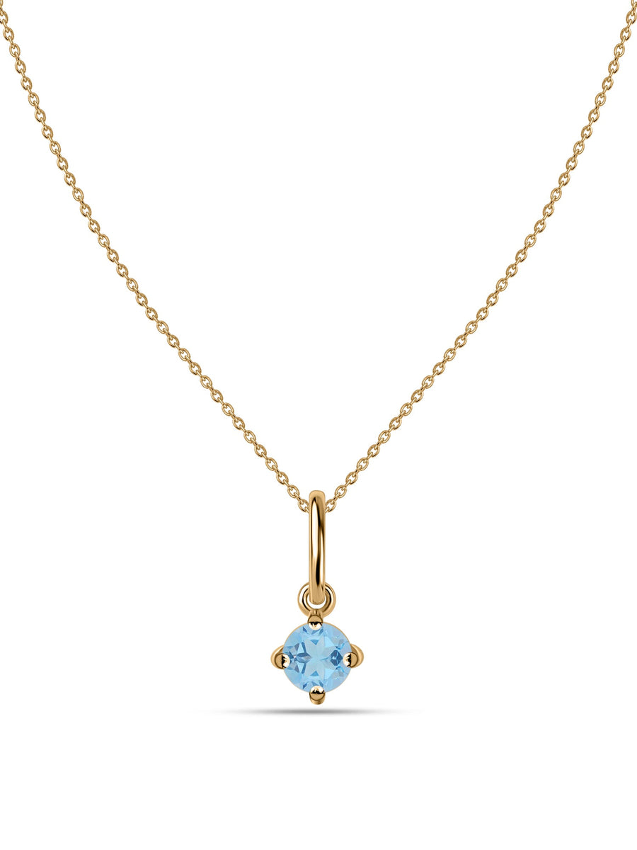 Natural Blue Topaz Gold Pendant With Chain
