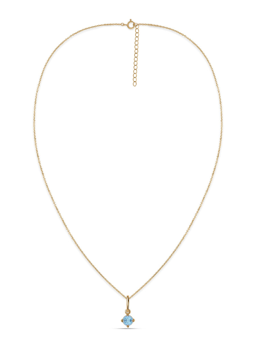 Natural Blue Topaz Gold Pendant With Chain