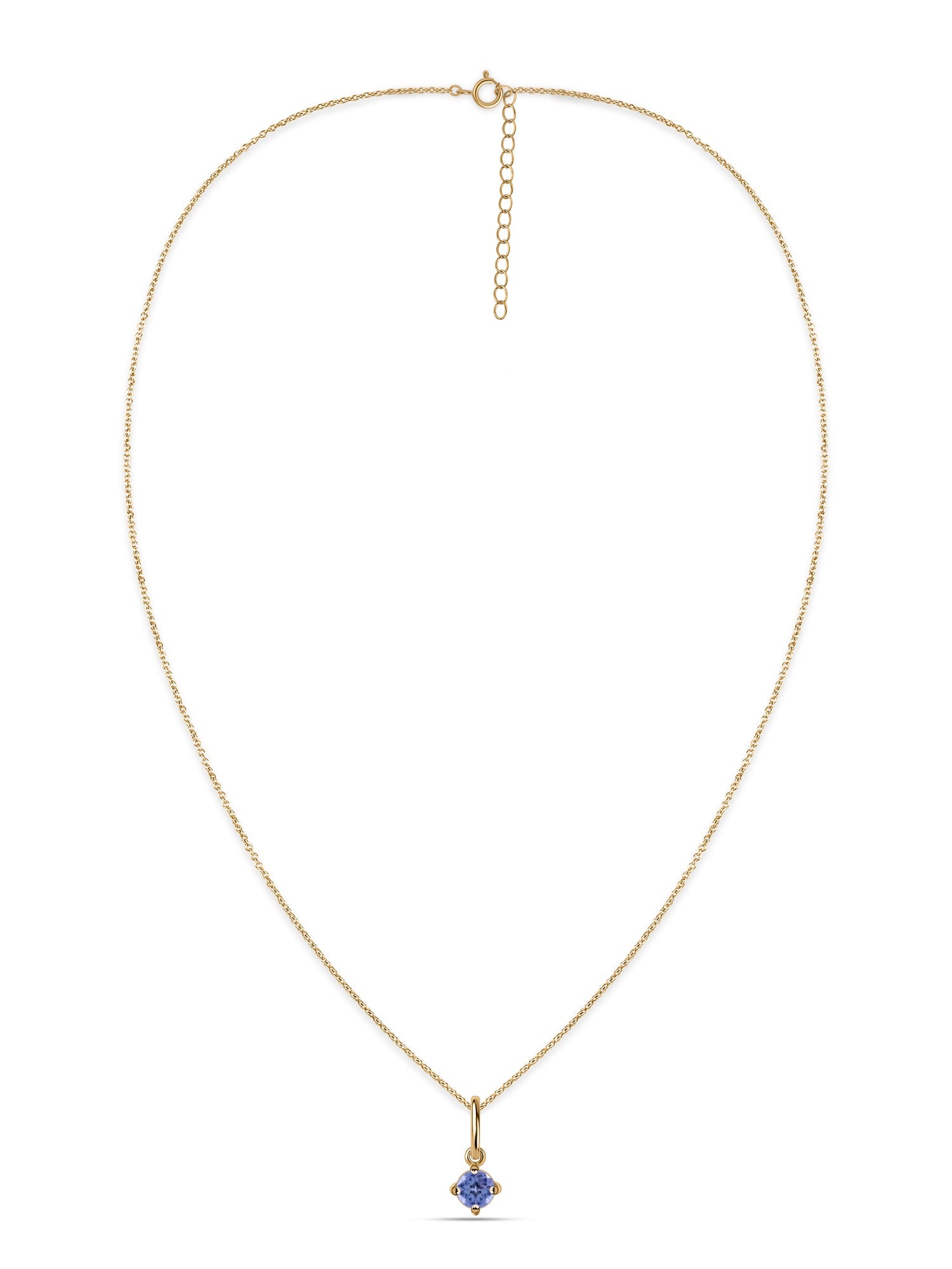 Natural Tanzanite Gold Pendant With Chain