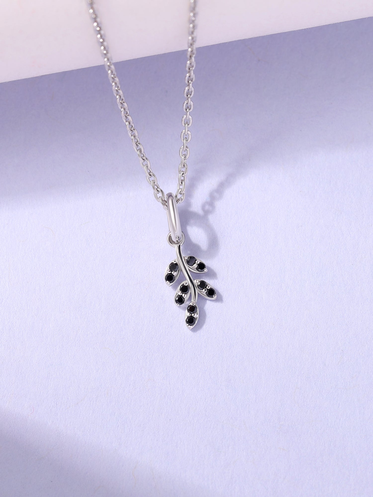 Midnight Leaf Black Spinel Silver Pendant