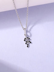 Midnight Leaf Black Spinel Silver Pendant