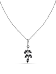 Midnight Leaf Black Spinel Silver Pendant