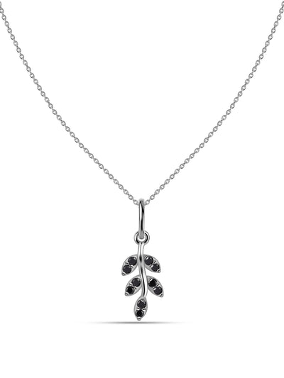 Midnight Leaf Black Spinel Silver Pendant