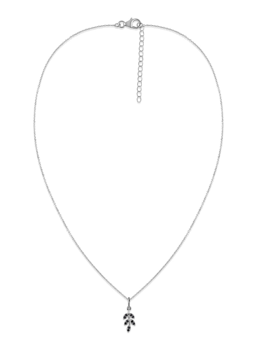 Midnight Leaf Black Spinel Silver Pendant