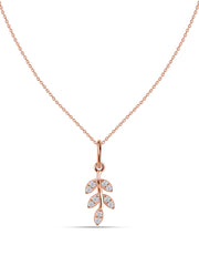 Leaf-Inspired Lab Diamond Gold Pendant With Chain