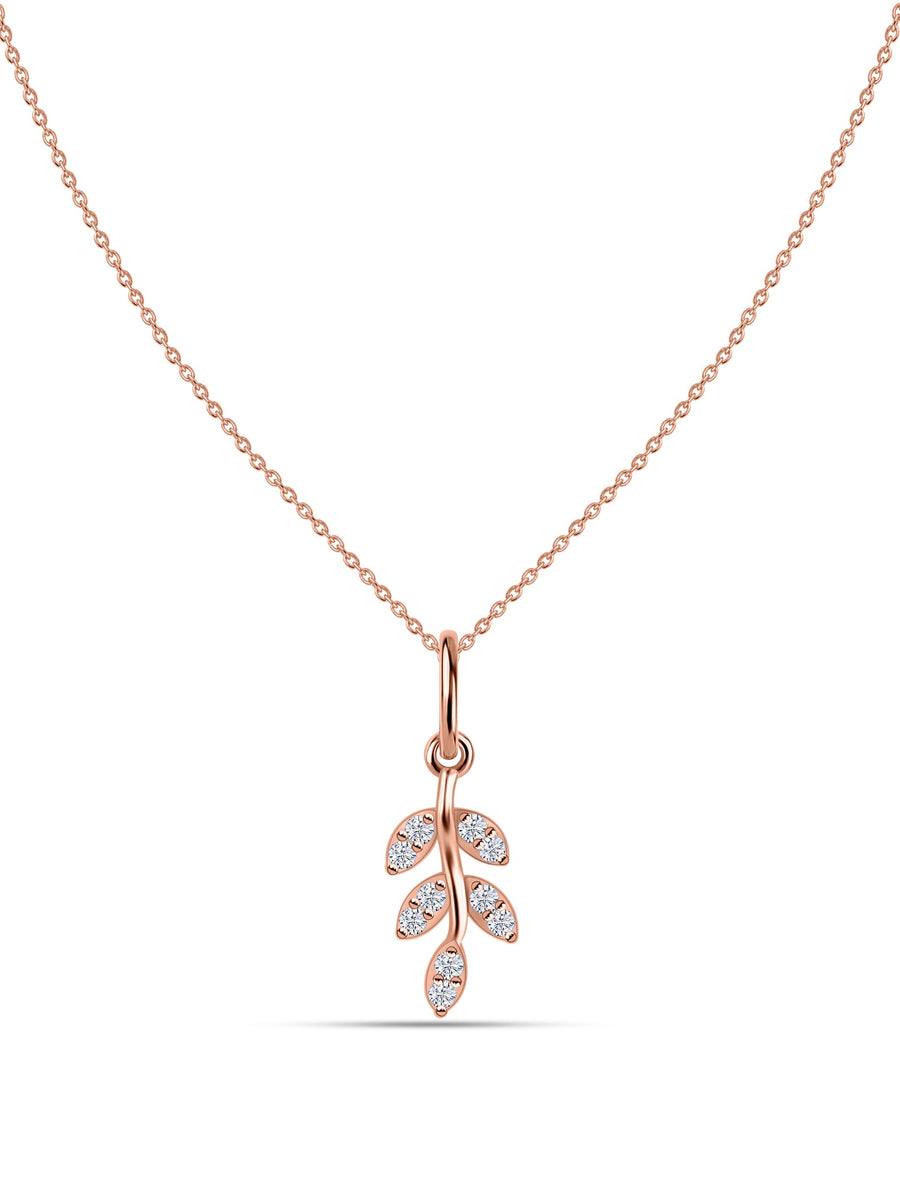 Leaf-Inspired Lab Diamond Gold Pendant With Chain