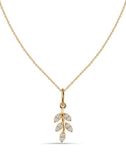 Leaf-Inspired Lab Diamond Gold Pendant With Chain