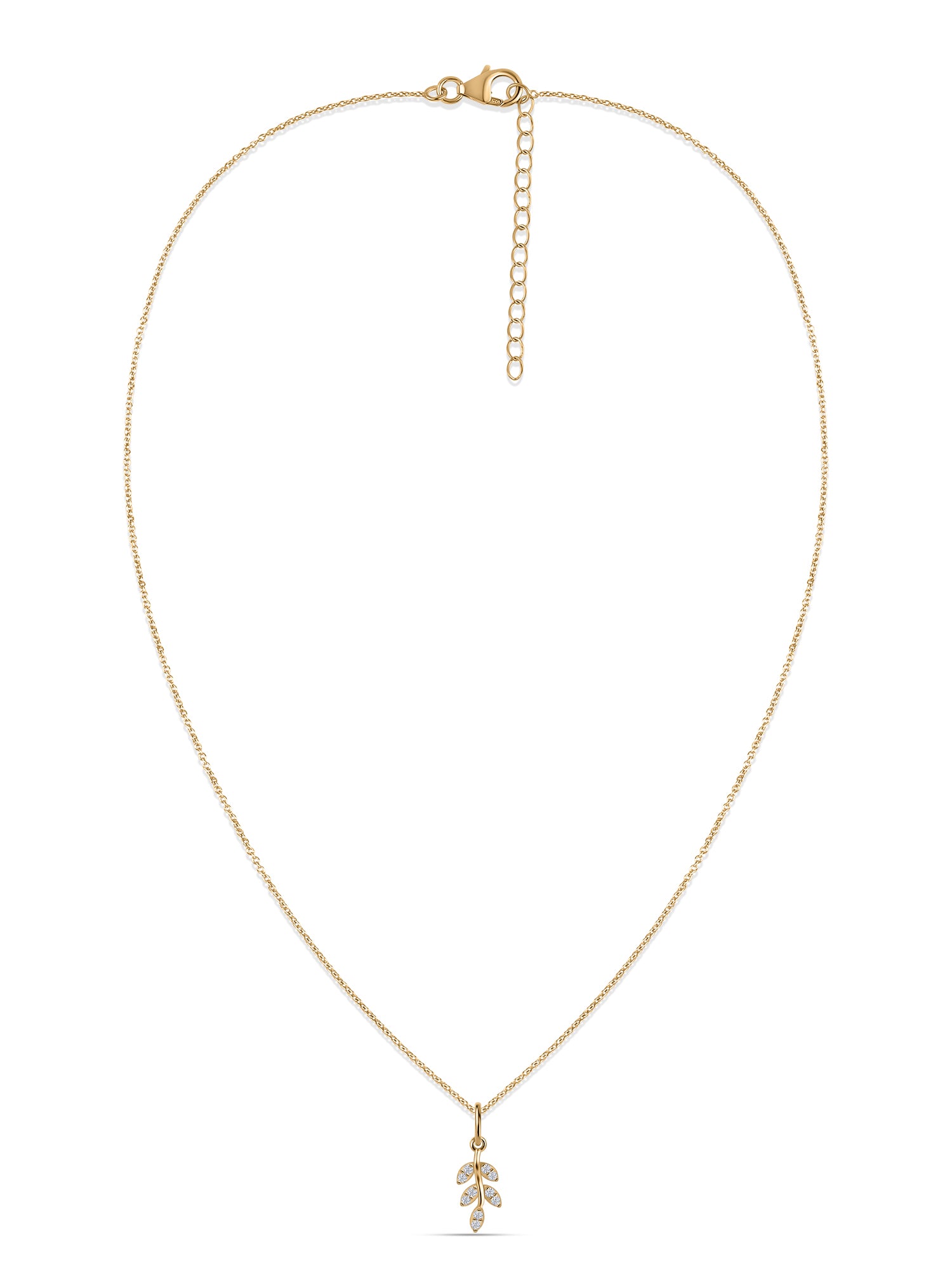 Leaf-Inspired Lab Diamond Gold Pendant With Chain