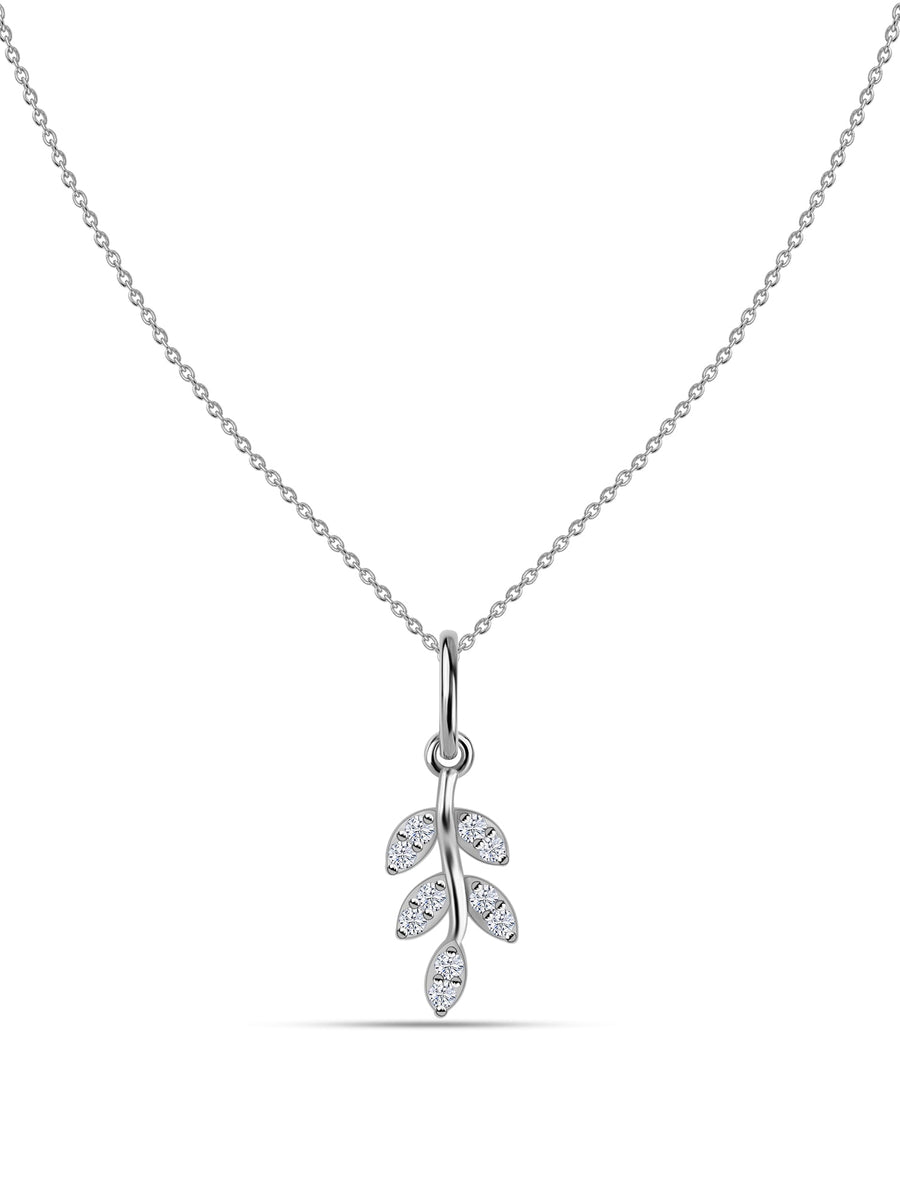 Leaf-Inspired Lab Diamond Gold Pendant With Chain
