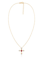 Natural Ruby Cross Silver Pendant for Women