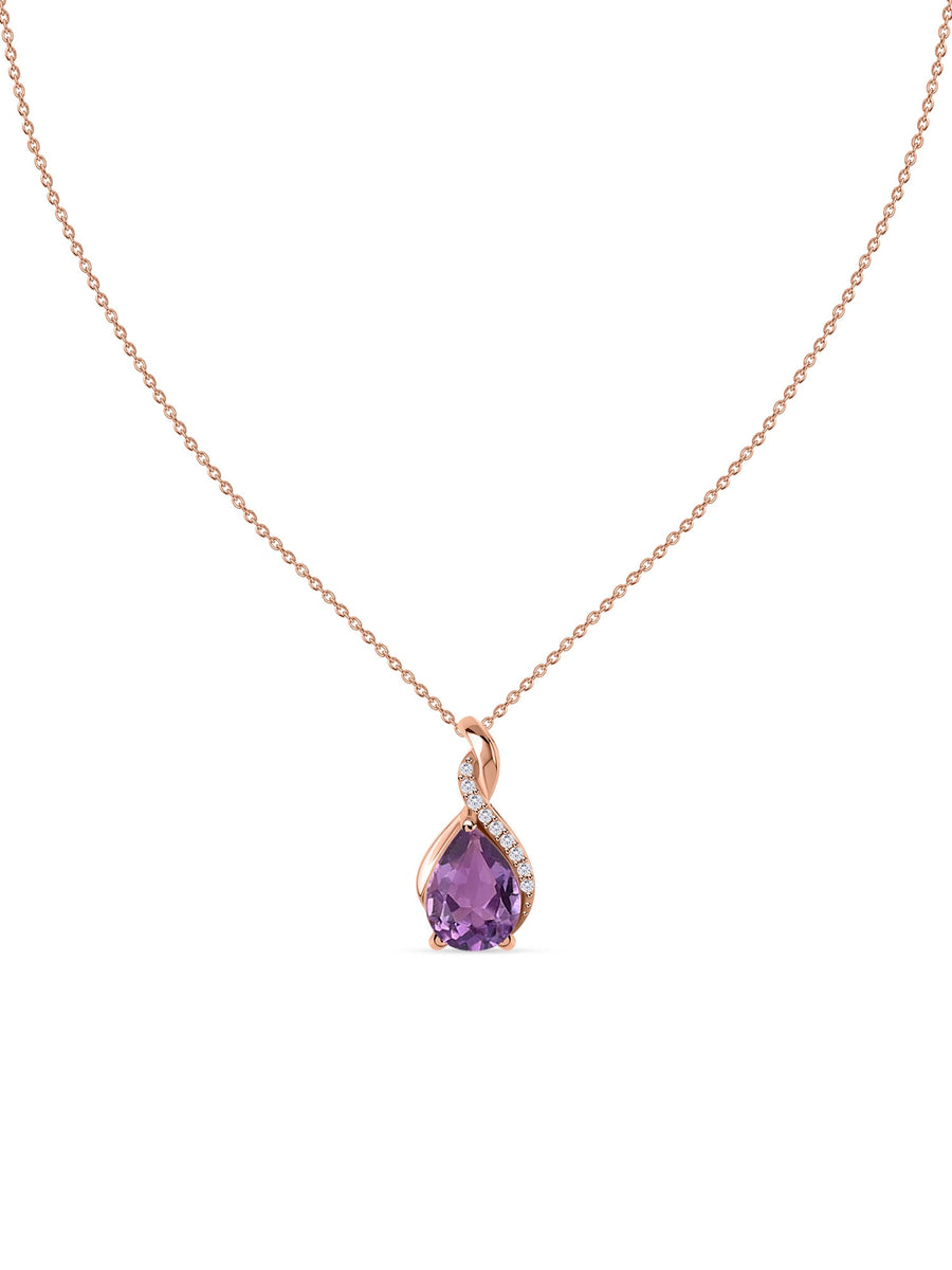 Sparkling Amethyst Pendant With Chain
