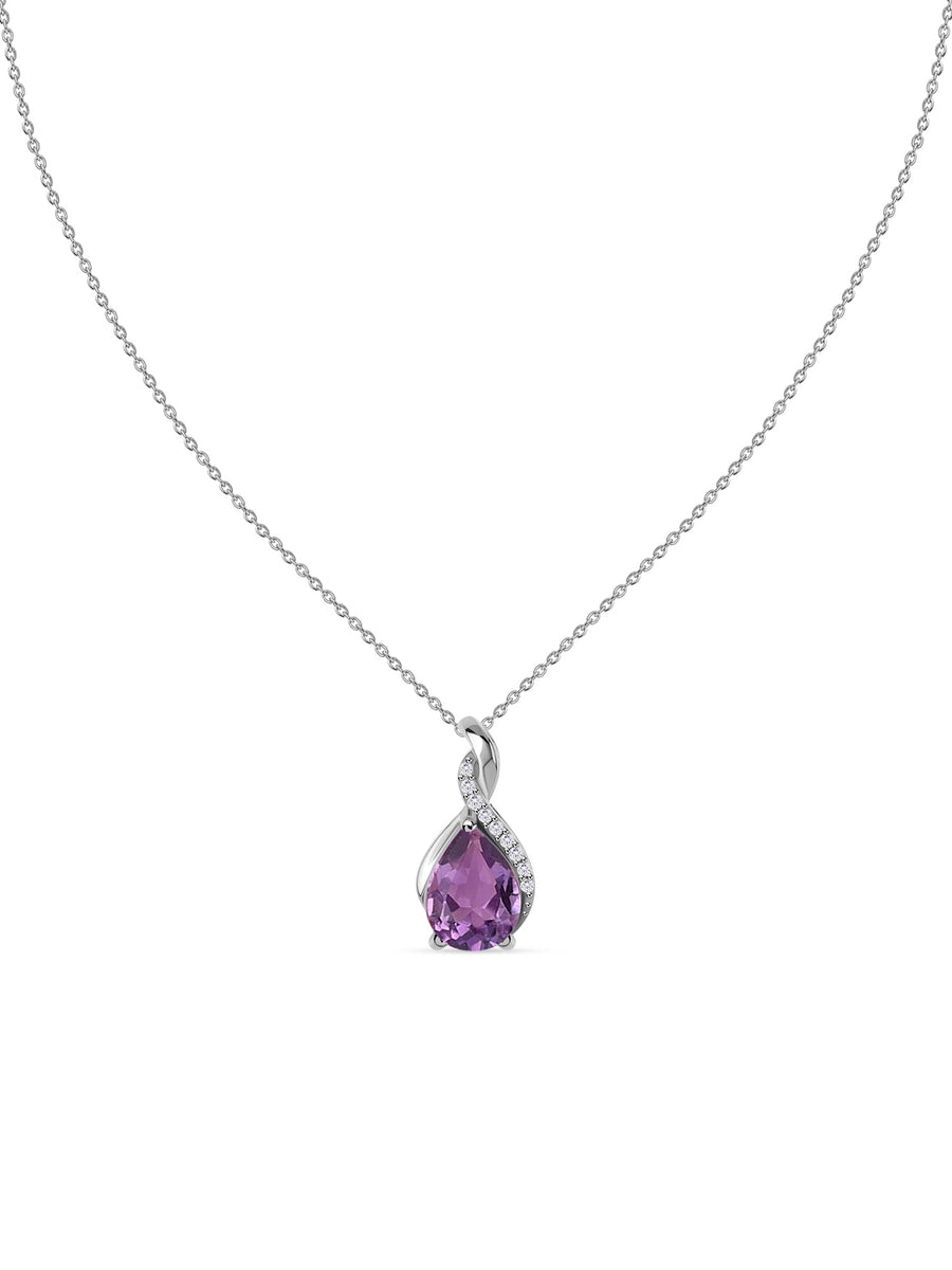 Sparkling Amethyst Pendant With Chain