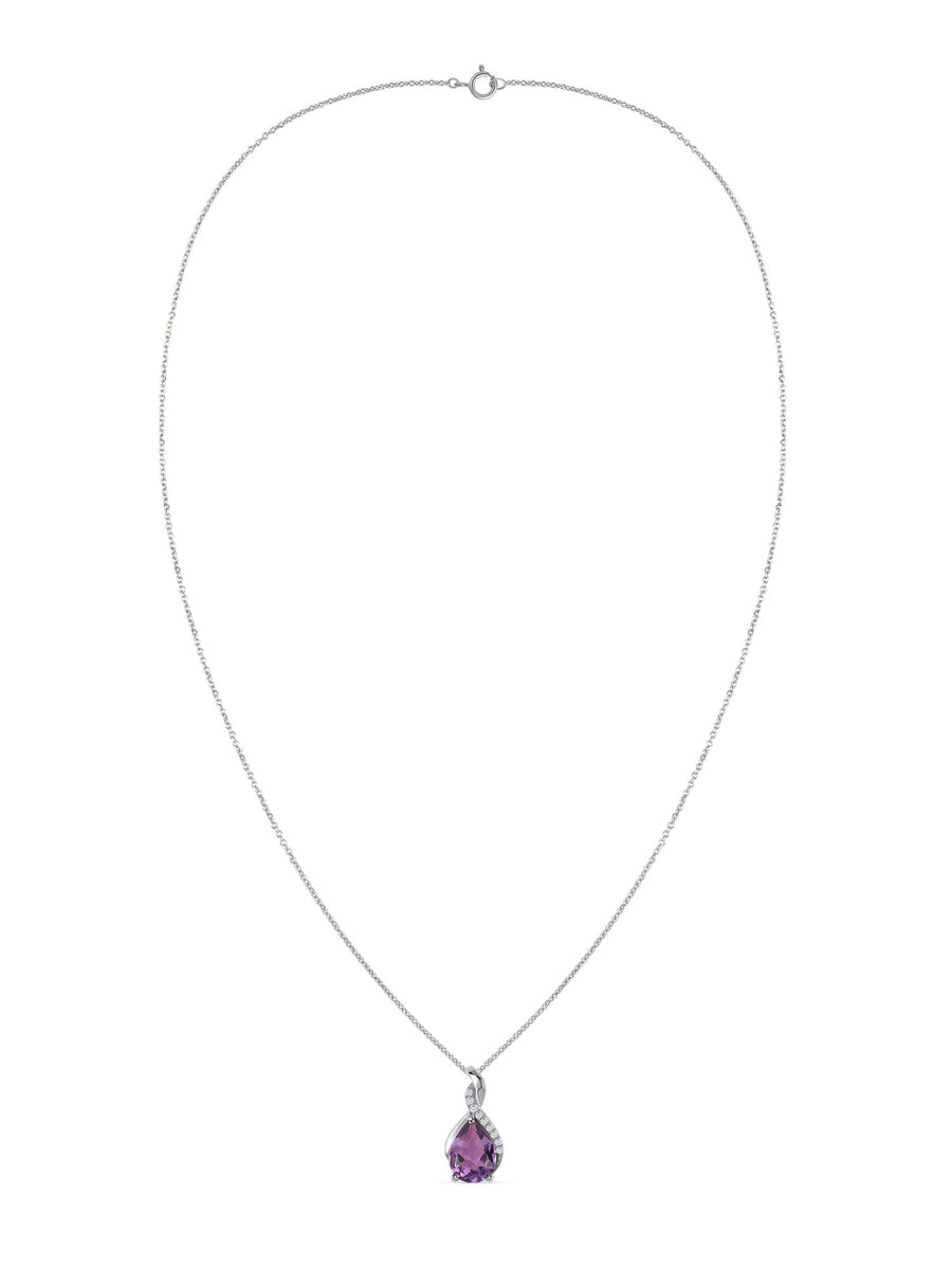 Sparkling Amethyst Pendant With Chain